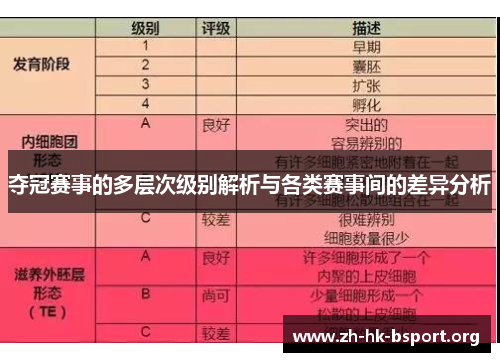 夺冠赛事的多层次级别解析与各类赛事间的差异分析